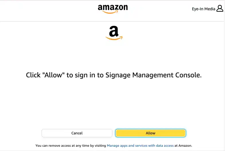 Allow Amazon screen