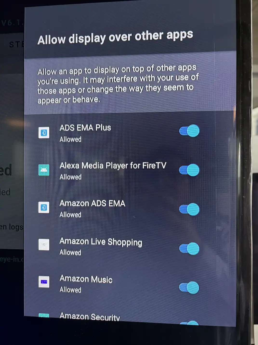 Allow display over settings