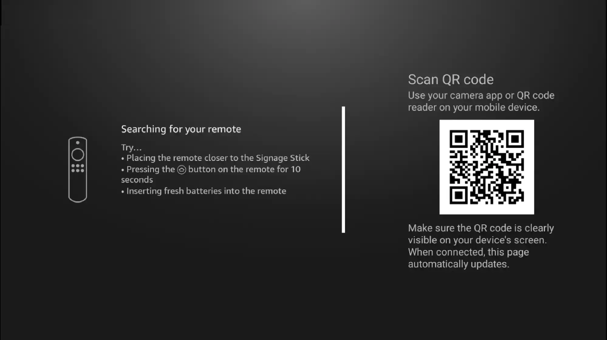 Pairing screen