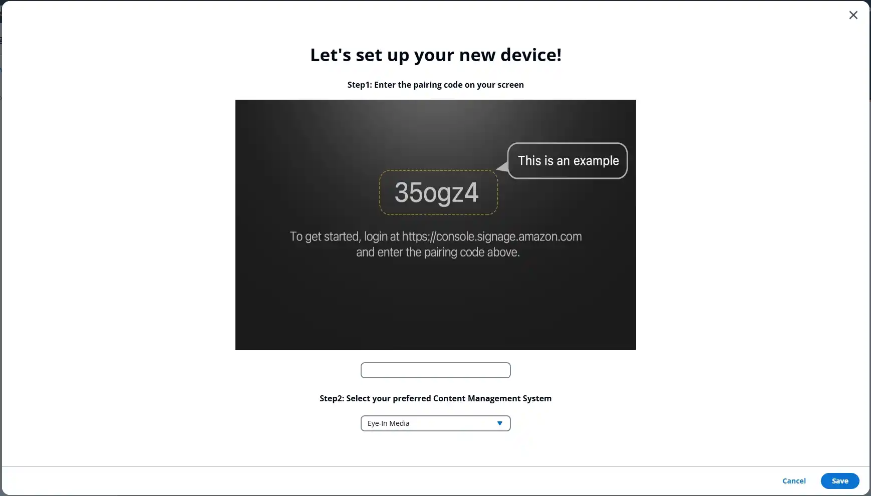 Select Eye-In Media on Amazon screen