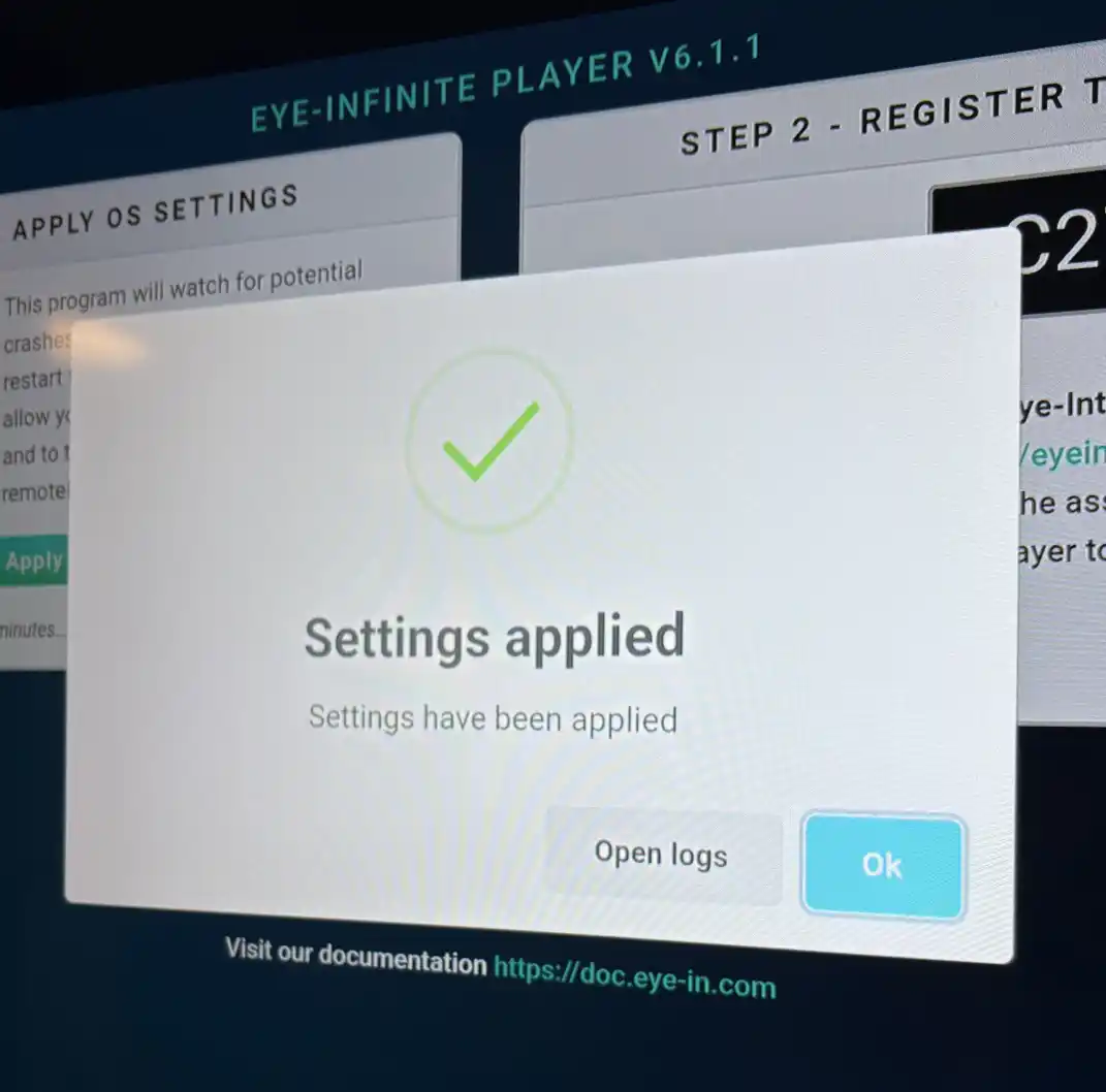 Settings applied