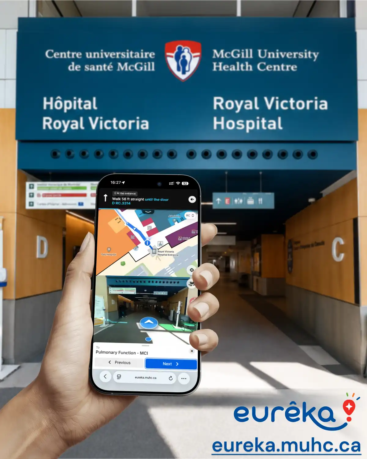 Eurêka digital wayfinder at the MUHC Glen site