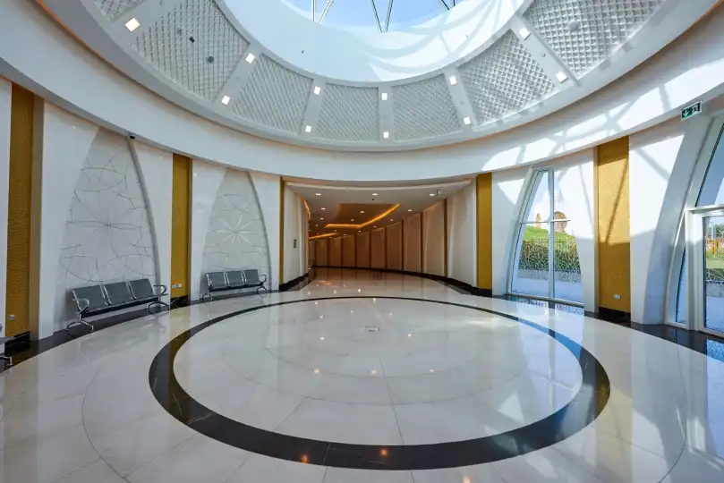 Venue with interactive wayfinding kiosk