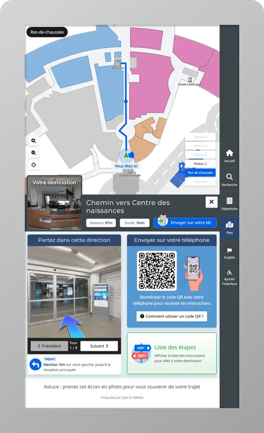 Fonctionalités Clés du Kiosque interactif de navigation