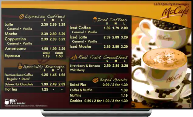 Example Menuboard Fast Food Restaurant