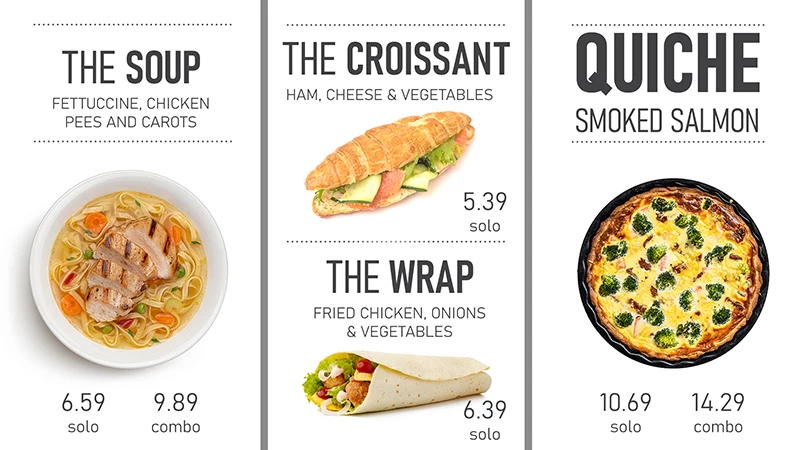 Digital cafeteria menu for schools