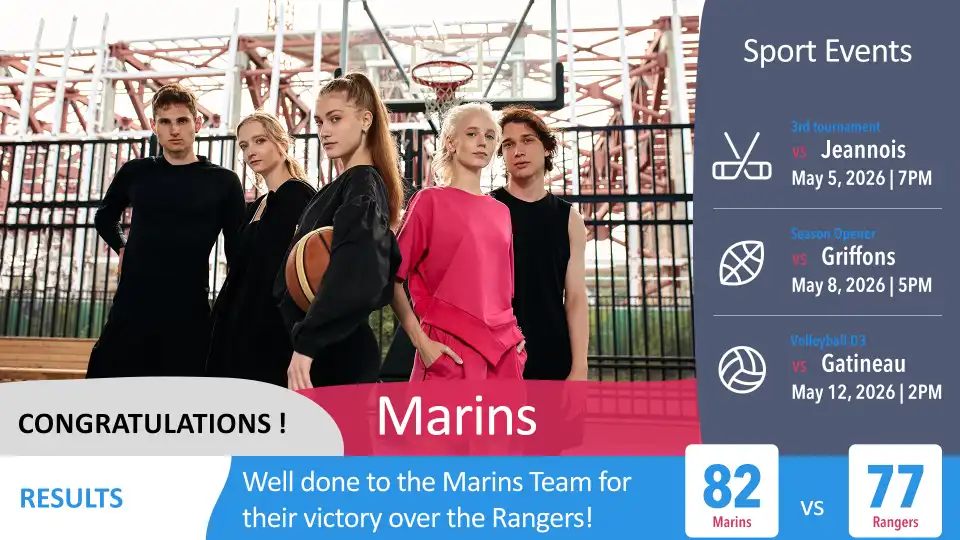 School activities and sports results on digital display