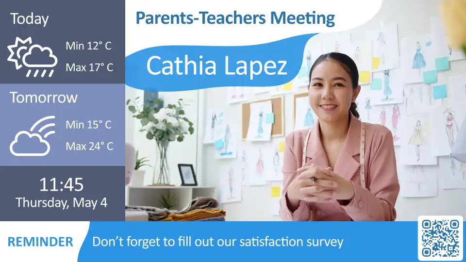 Emergency alert display on school digital signage screen